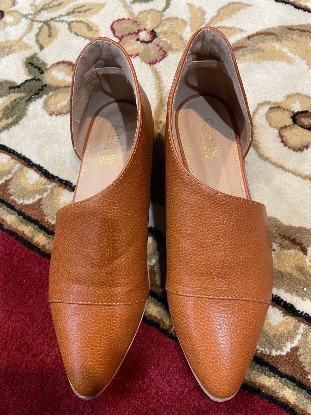 Catherine Malandrino Women's Pointed D'Orsay Flats in Cognac